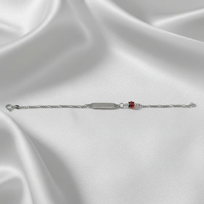 Children's Ladybug Bracelet, 925 Sterling Silver, Rhodium Plated, Personalized with Engraving