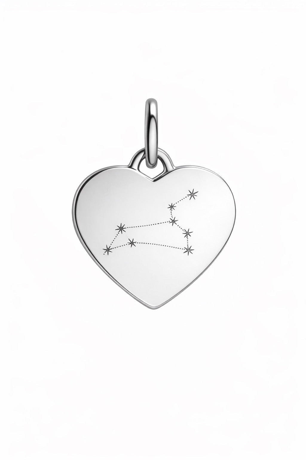 Personalized Heart Necklace Pendant Engraving Zodiac Sign 925 Silver Rhodium Plated