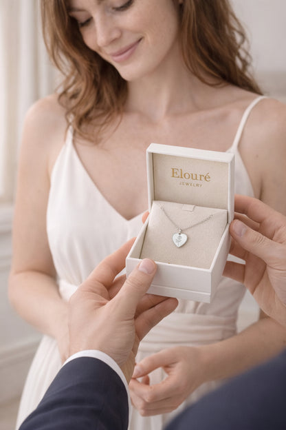 Personalized Heart Necklace Pendant Engraving Birth Flower 925 Sterling Silver Rhodium Plated