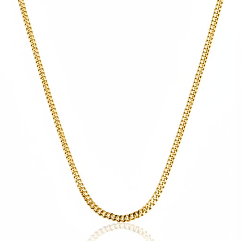 Curb Chain 925 Silver 18K Gold Plated 2.5 mm