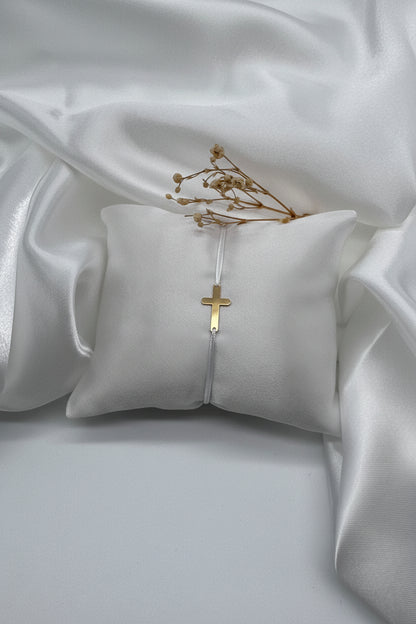 Personalisiertes Kreuz Armband Anhänger 16 mm Gravur 925 Silber 18K Vergoldet