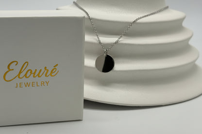 Personalized Men's Necklace Pendant Engraving Handprint Footprint Round 22 mm 925 Silver Rhodium Plated