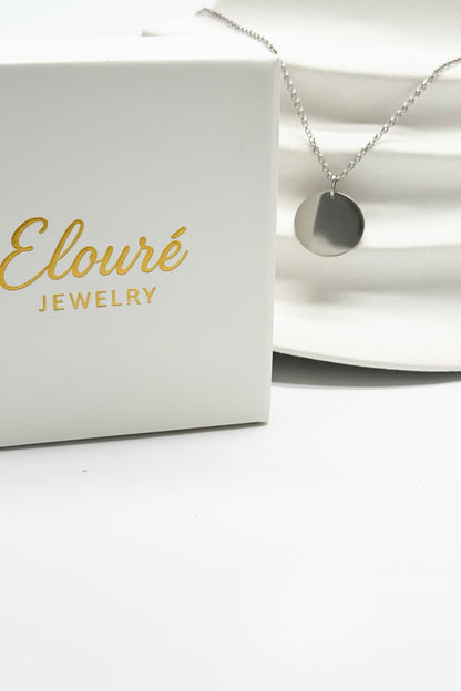 Personalized Necklace Pendant Engraving Round 19 mm 925 Silver Rhodium Plated