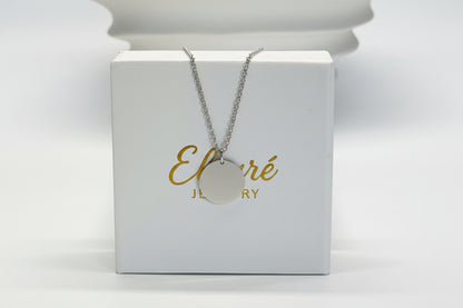 Personalized Necklace Pendant Engraving Round 19 mm Birth Data 925 Silver Rhodium Plated