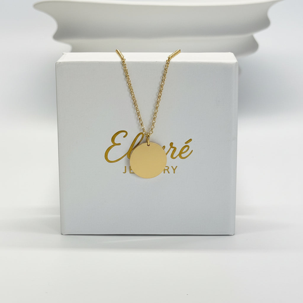 Personalized Necklace Pendant Engraving Round 19 mm Zodiac Sign 925 Silver 18K Gold Plated