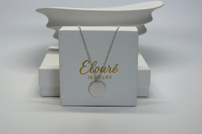 Personalized Necklace Pendant Engraving Round 19mm Coordinates 925 Silver Rhodium Plated