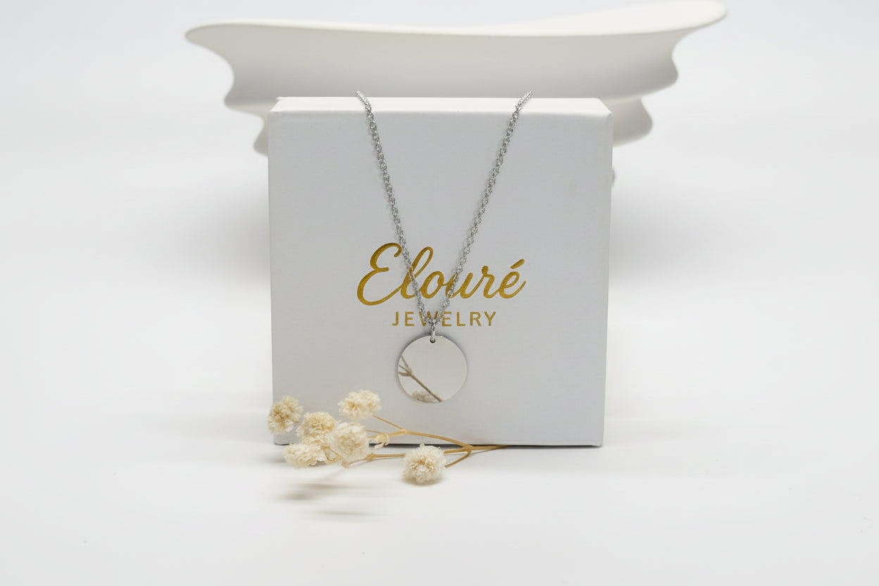 Personalized Necklace Pendant Engraving Round 19 mm Own Handwriting 925 Silver Rhodium Plated