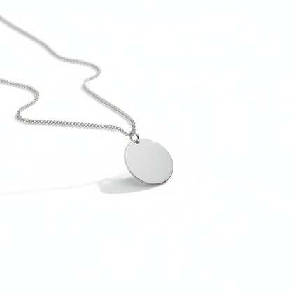 Personalized Necklace Pendant Engraving Round 19 mm Initials Names Date 925 Silver Rhodium Plated