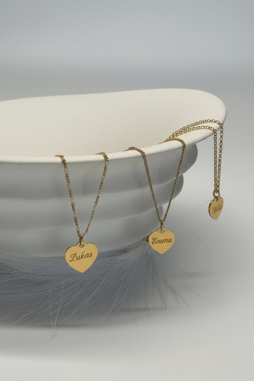 Personalized Heart Necklace with Engraving 925 Sterling Silver 18K Gold Plated