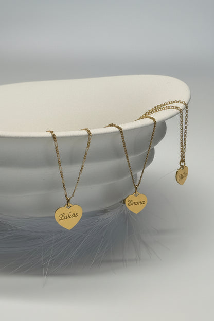 Personalized Heart Necklace with Engraving 925 Sterling Silver 18K Gold Plated