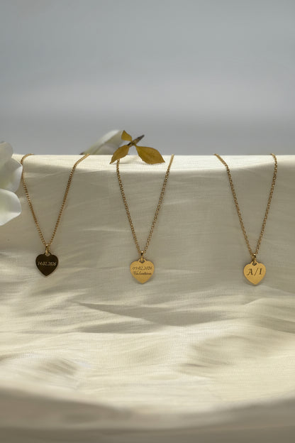 Personalized Heart Necklace with Engraving 925 Sterling Silver 18K Gold Plated