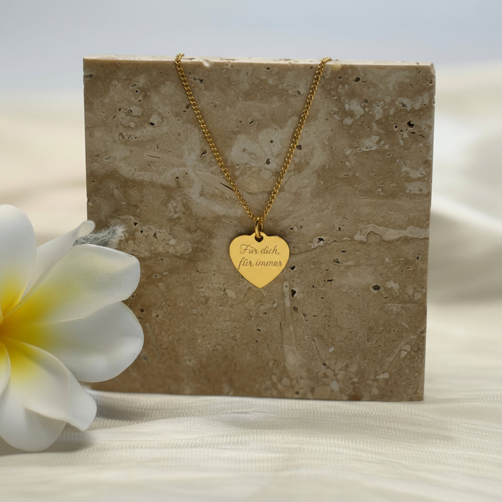 Heart Pendant Engraving Own Handwriting Personalized Engraved Necklace 925 Silver 18K Gold Plated