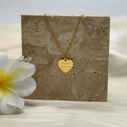 Heart Pendant Engraving Own Handwriting Personalized Engraved Necklace 925 Silver 18K Gold Plated