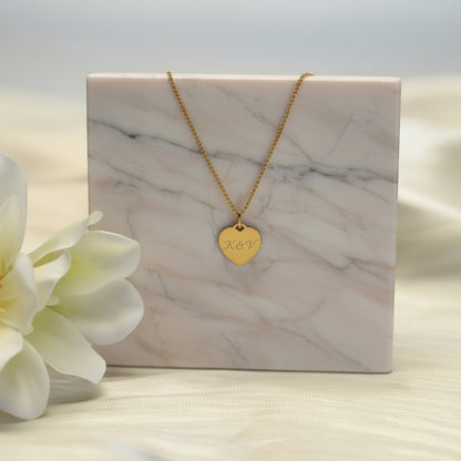 Personalized Necklace Heart Pendant Engraving Initials Names Date 925 Silver 18K Gold Plated