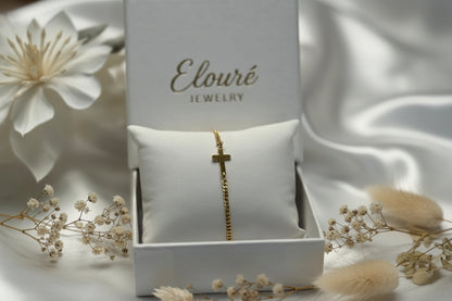 Personalized Cross Bracelet Charm 16mm Engraving 925 Silver 18K Gold Plated