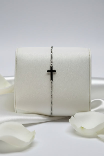 Personalized Cross Bracelet Charm 16mm Engraving 925 Silver Rhodium Plated