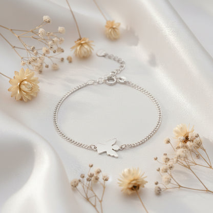Personalized Bracelet Angel 14 mm Pendant Engraving 925 Silver Rhodium Plated