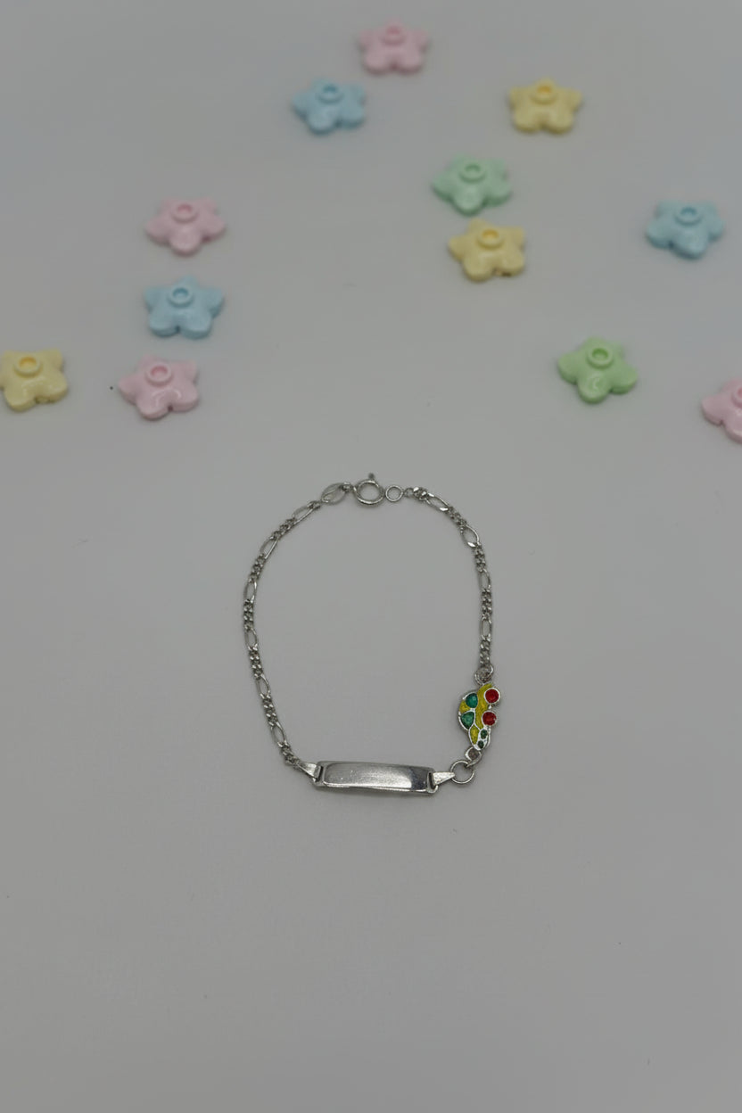 Children's Engraved Bracelet with Car, 925 Sterling Silver, Rhodium-Plated, Personalized
