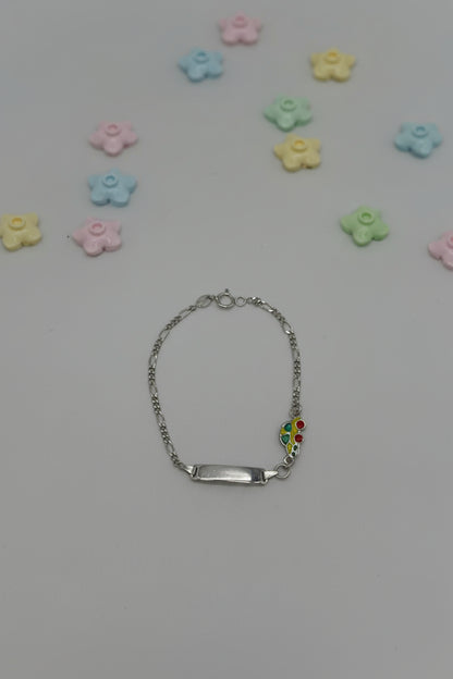 Children's Engraved Bracelet with Car, 925 Sterling Silver, Rhodium-Plated, Personalized