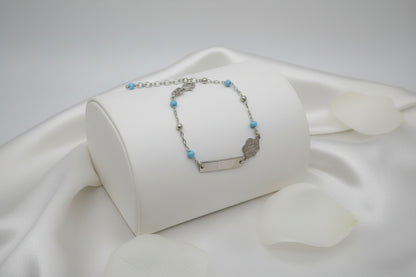 Children's Engraved Bracelet with Angel, 925 Sterling Silver, Rhodium Plated, Personalized