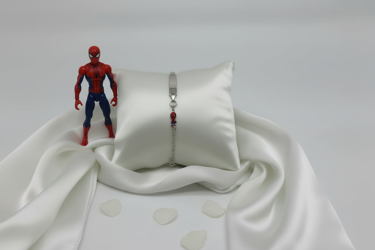 Children's Engraved Bracelet with Spiderman 925 Sterling Silver Rhodium Plated Personalized