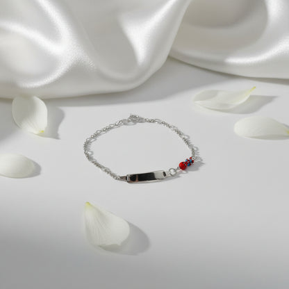 Children's Engraved Bracelet with Spiderman 925 Sterling Silver Rhodium Plated Personalized