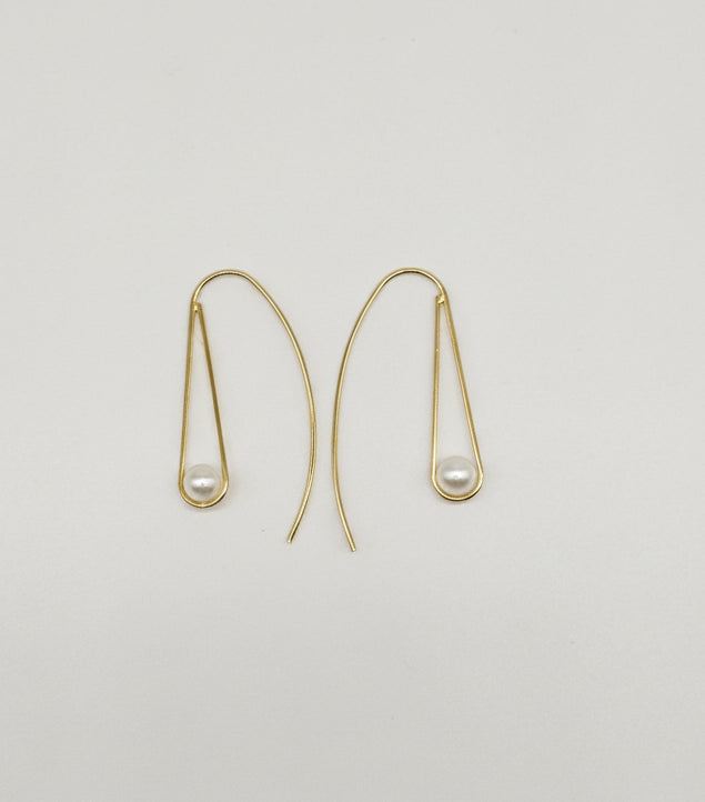 Threader Earrings with Pearl in Gold-Plated 925 Sterling Silver
