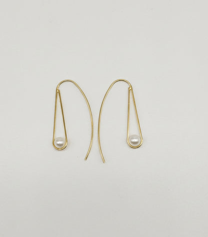 Threader Earrings with Pearl in Gold-Plated 925 Sterling Silver
