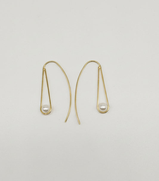Threader Earrings with Pearl in Gold-Plated 925 Sterling Silver