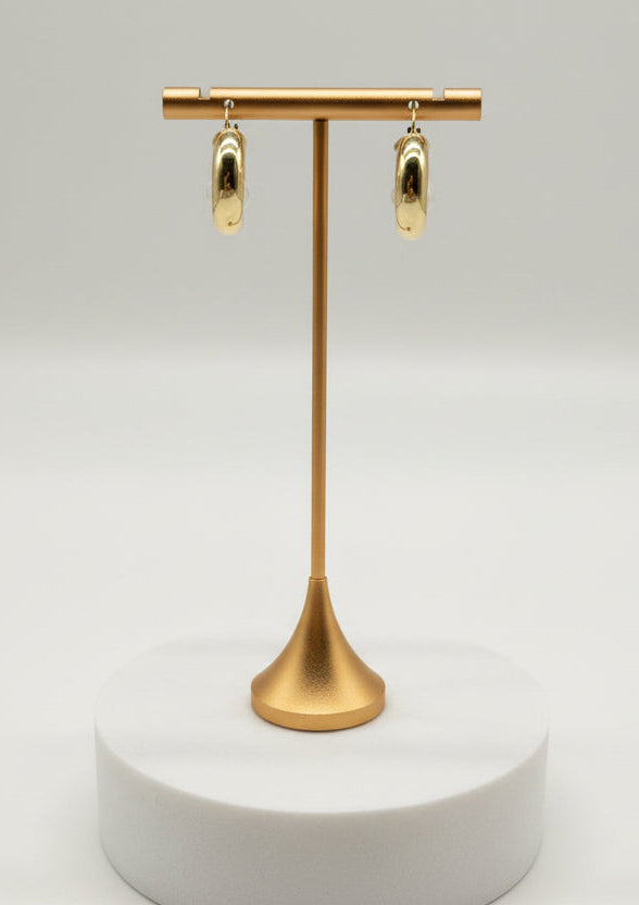 Hoop Earrings with Freshwater Pearl Made of 925 Sterling Silver 18K Gold Plated