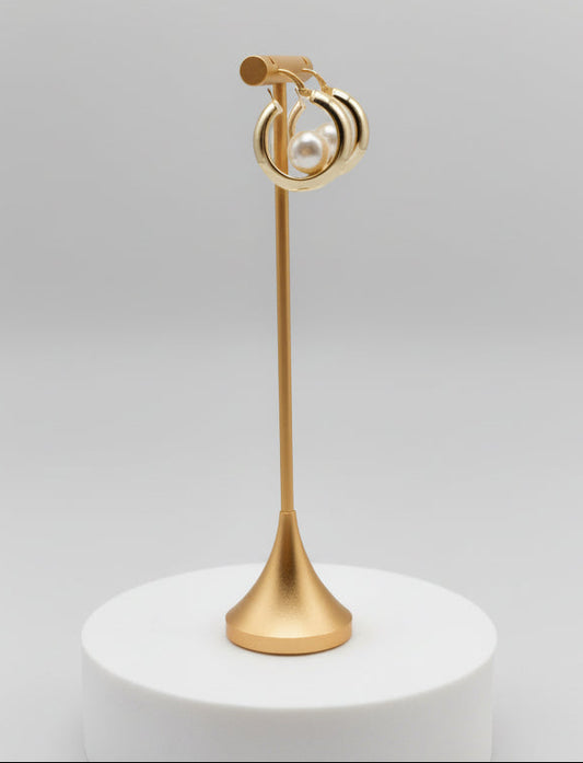 Hoop Earrings with Freshwater Pearl Made of 925 Sterling Silver 18K Gold Plated