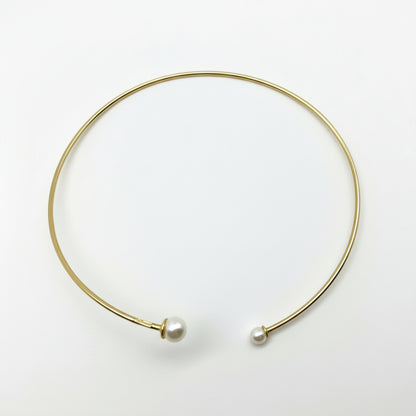 Open Choker in 925 Sterling Silver with 18K Gold Plating & Freshwater Pearls - Handmade Jewelry