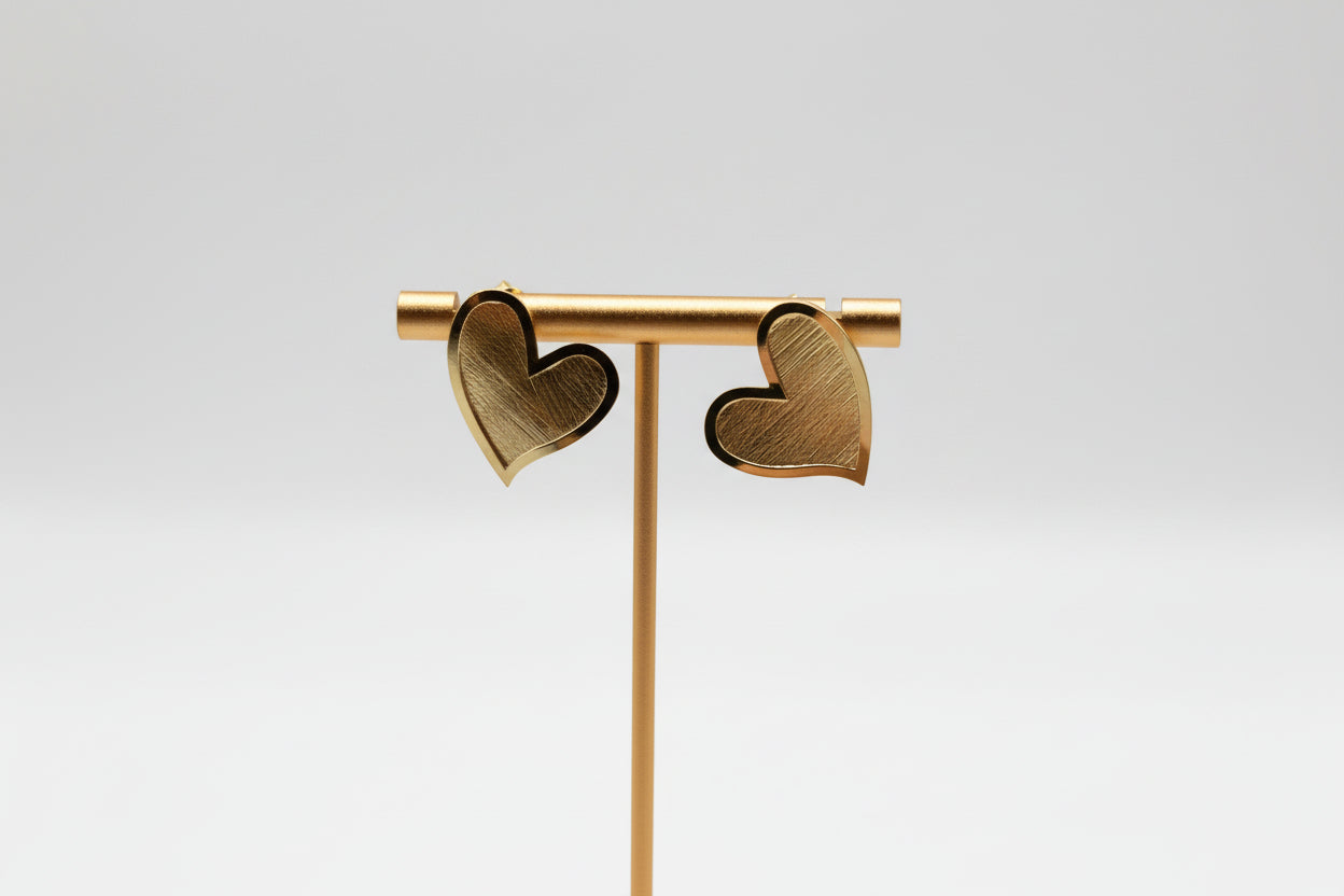18K Gold Plated Heart Earrings Made of 925 Sterling Silver - Modern & Elegant