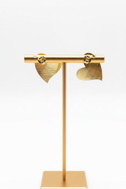 18K Gold Plated Heart Earrings Made of 925 Sterling Silver - Modern & Elegant