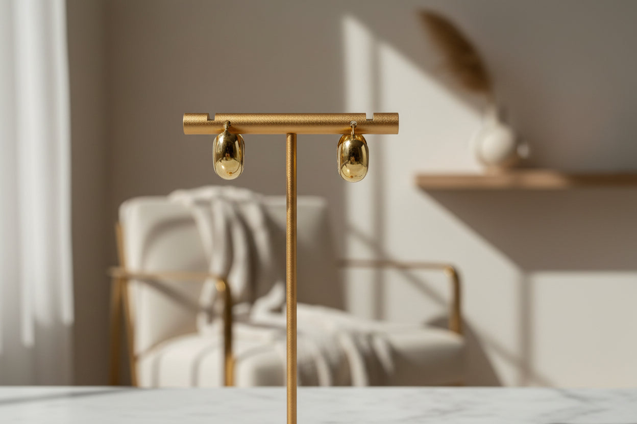 Small Hoop Earrings Gold Plated - 925 Sterling Silver, 18K Gold, Minimalist Women's Earrings