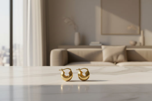 Small Hoop Earrings Gold Plated - 925 Sterling Silver, 18K Gold, Minimalist Women's Earrings