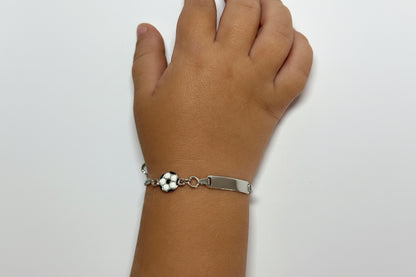 ⚽ Personalized Children's Engraved Bracelet Made of 925 Rhodium-Plated Silver