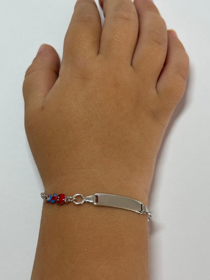 Children's Engraved Bracelet with Spiderman 925 Sterling Silver Rhodium Plated Personalized