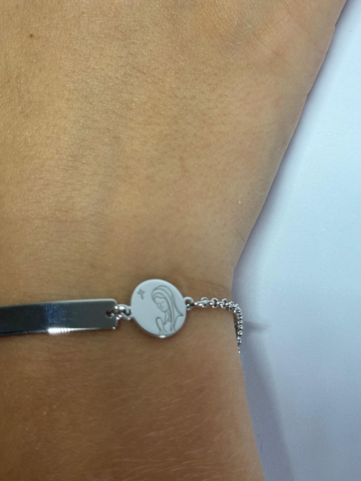 Personalized Children's Bracelet Madonna 925 Sterling Silver Rhodium Plated with Engraving Jewelry with Meaning