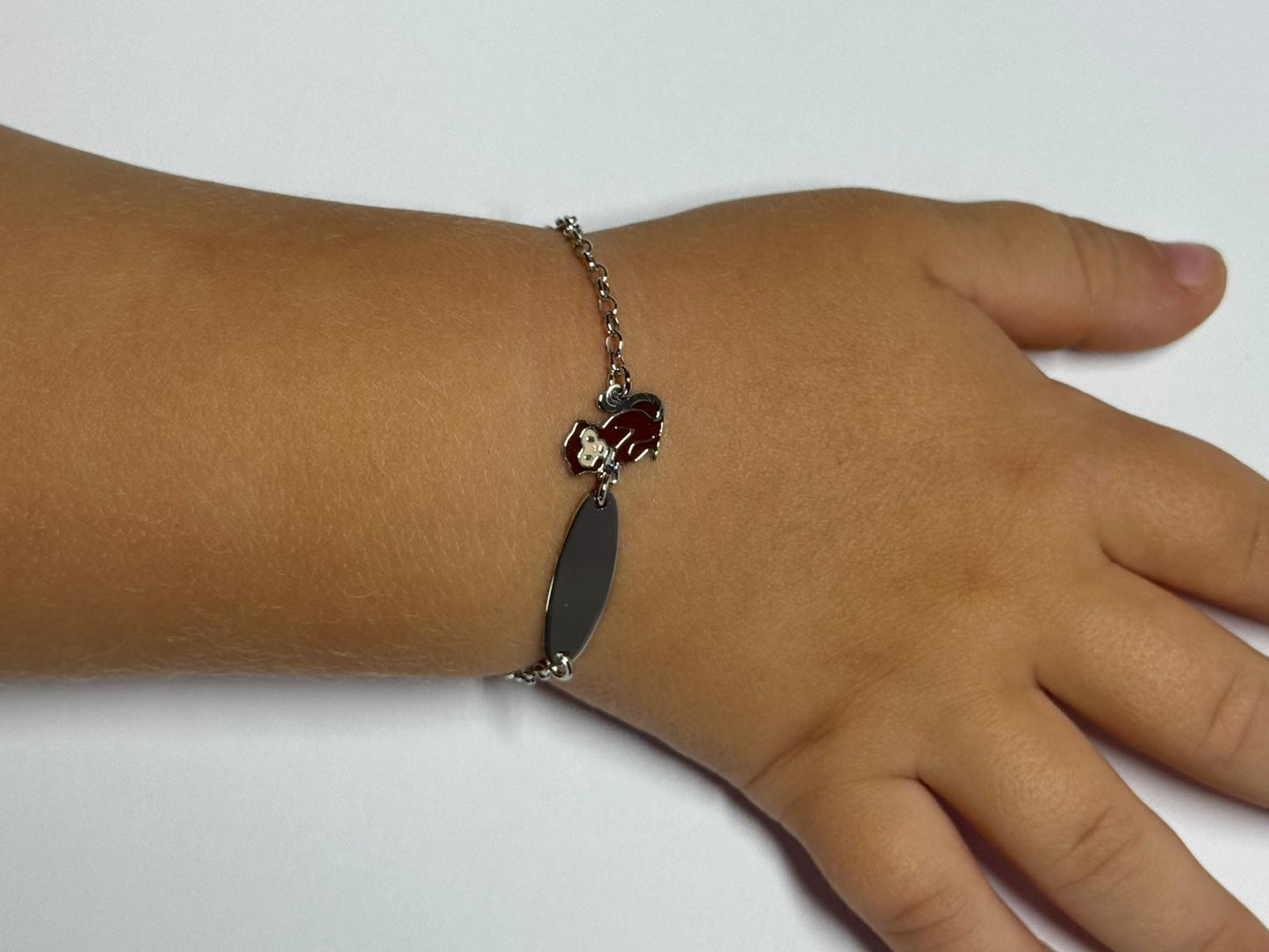 Children's Engraved Bracelet Monkey 925 Sterling Silver Rhodium Plated Personalized with Initials Name Date