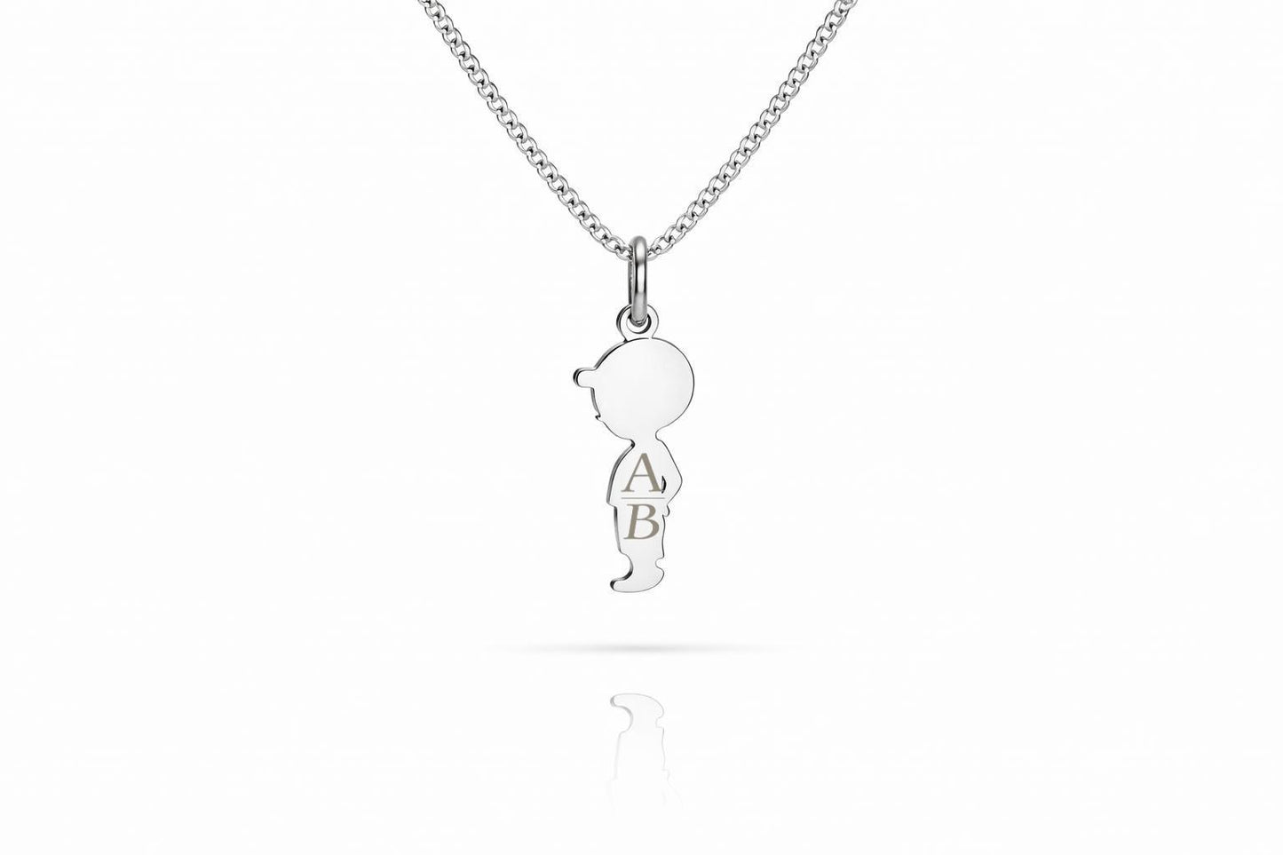Personalized Necklace Boys Pendant Engraving 925 Silver Rhodium Plated