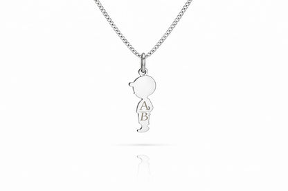 Personalized Necklace Boys Pendant Engraving 925 Silver Rhodium Plated