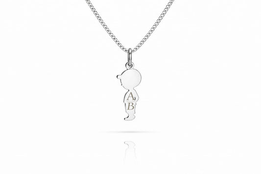 Personalized Necklace Boys Pendant Engraving 925 Silver Rhodium Plated
