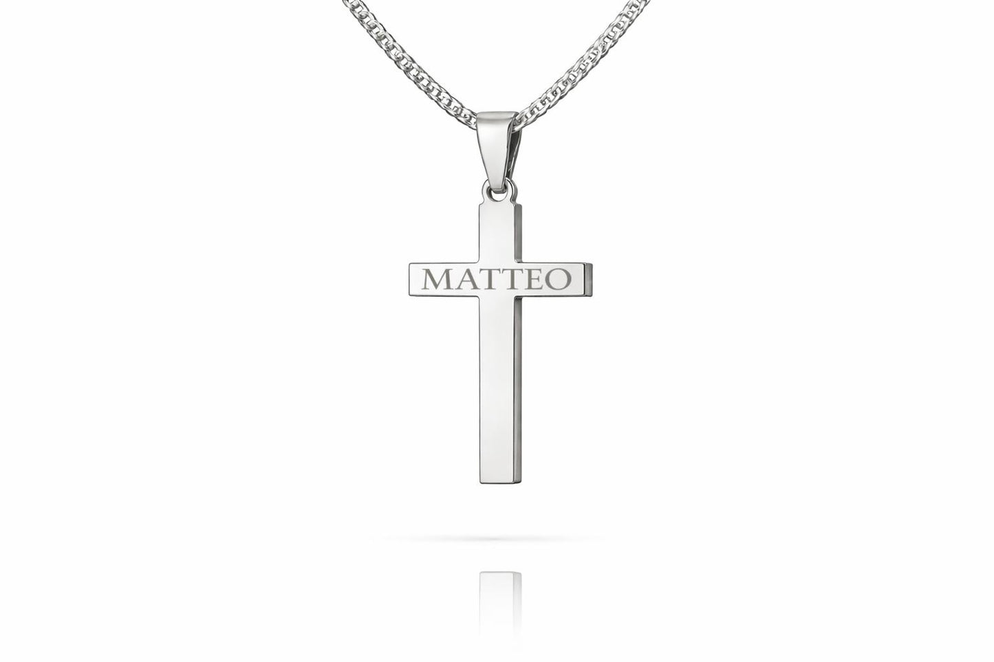 Personalized Necklace Cross Pendant with Engraving 925 Silver Rhodium Plated