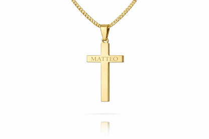 Personalized Cross Necklace Pendant Engraving 925 Silver 18K Gold Plated