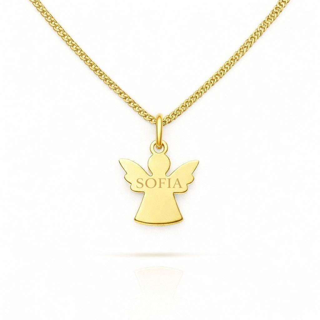 Personalized Angel Necklace Pendant with Engraving 925 Silver 18K Gold Plated