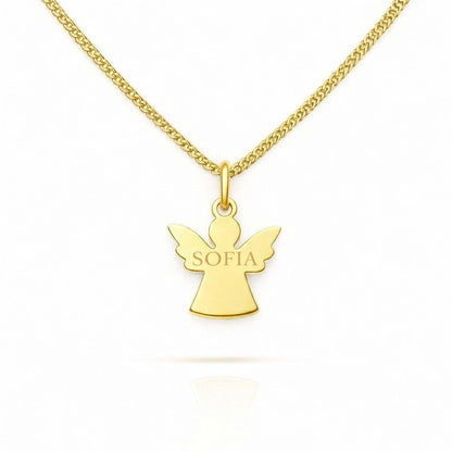 Personalized Angel Necklace Pendant with Engraving 925 Silver 18K Gold Plated