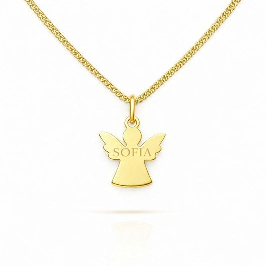 Personalized Angel Necklace Pendant with Engraving 925 Silver 18K Gold Plated