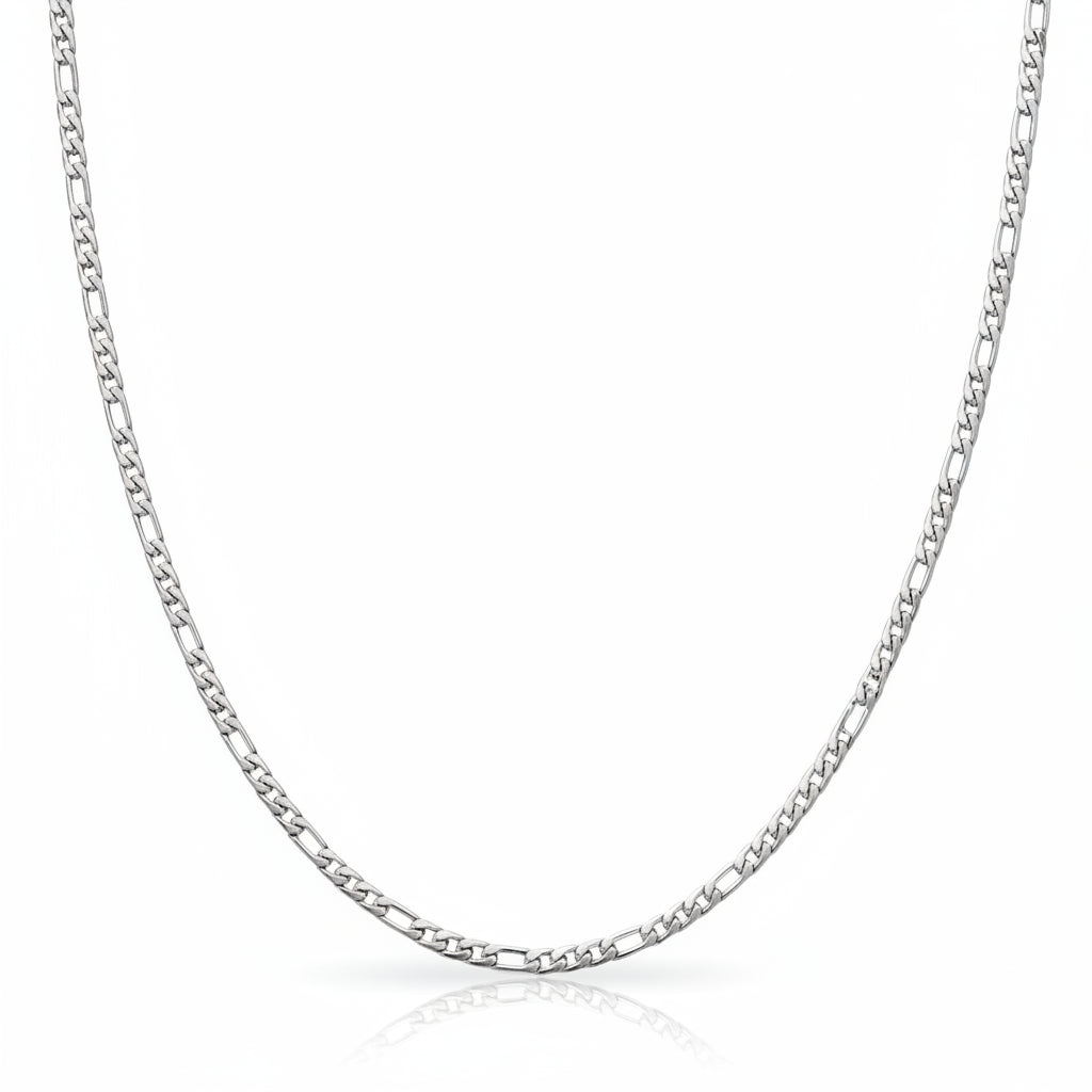 Figaro Chain 925 Silver Rhodium Plated 2.4 mm
