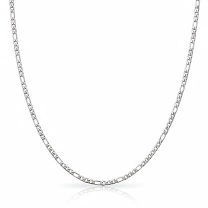 Figaro Chain 925 Silver Rhodium Plated 2.4 mm